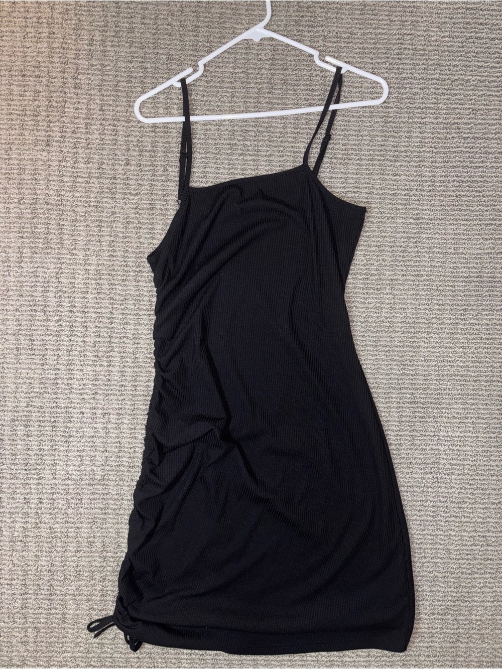 SHEIN Black Ribbed Ruched Spaghetti Strap Midi Dress - Size 0XL